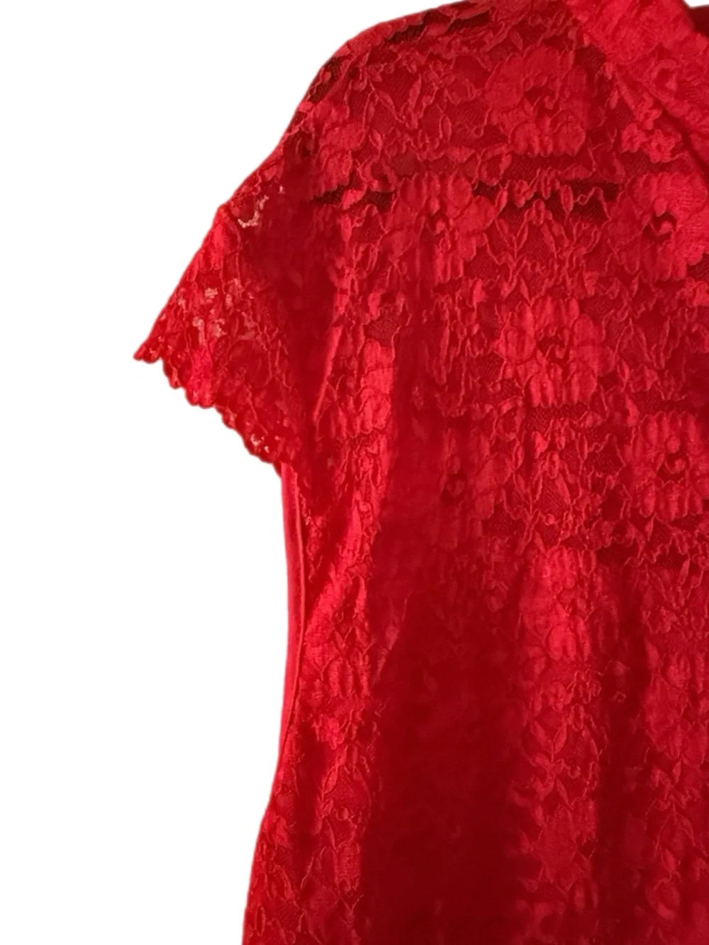 Red Lace Fit & Flare Dress - Elegant Women's Dress in Plus Size 3X NWT - Picture 9 of 17